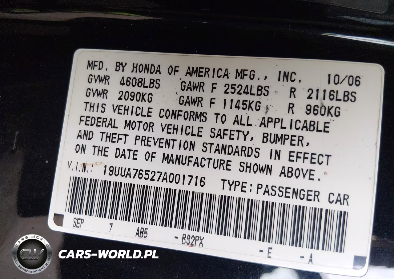 2007 Acura Tl Type S VIN:19UUA76527A001716 - 9