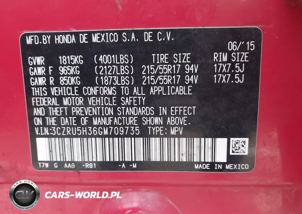 2016 Honda Hr-V Lx VIN:3CZRU5H36GM709735 - 9