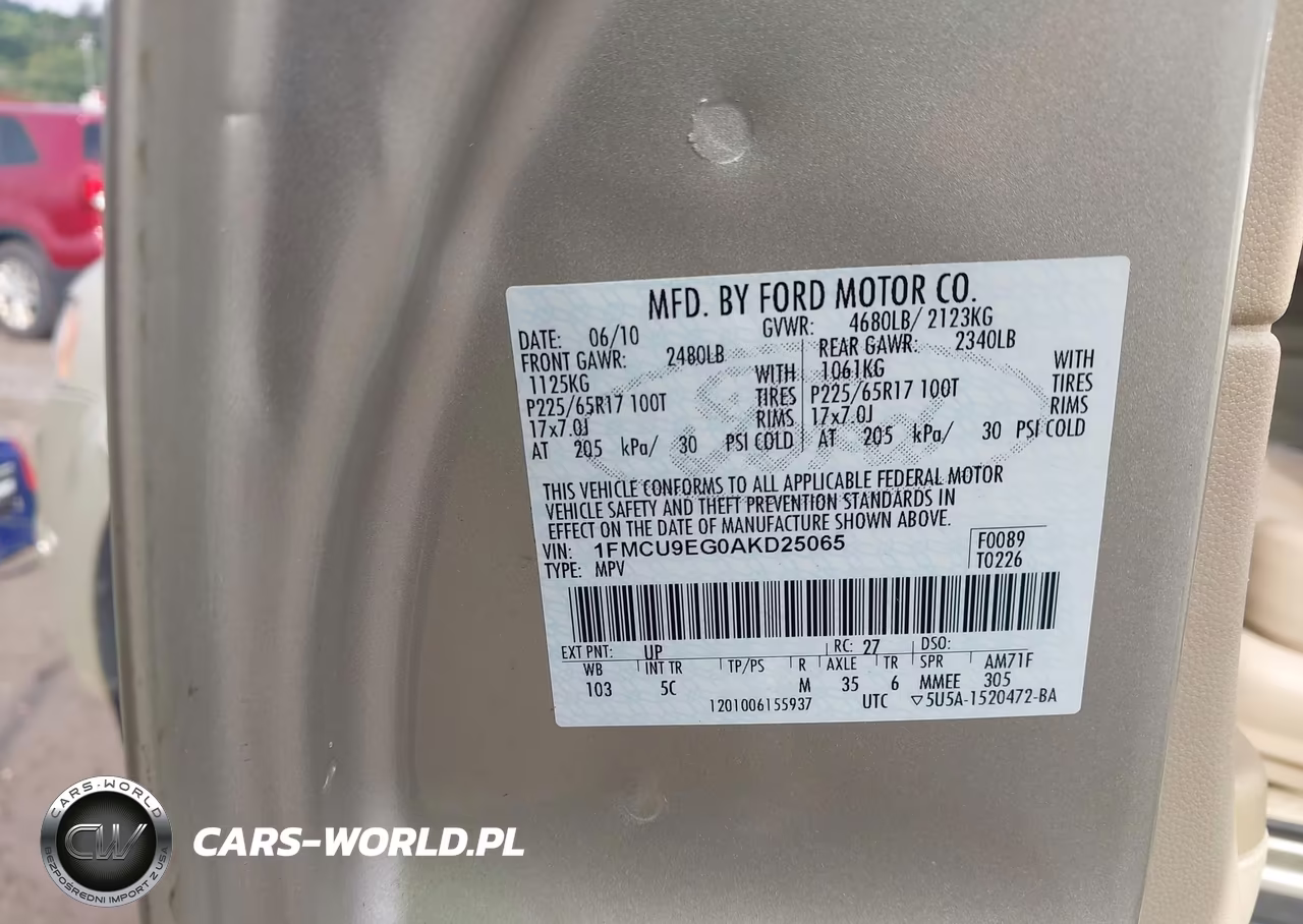 2010 Ford Escape Limited VIN:1FMCU9EG0AKD25065 - 9