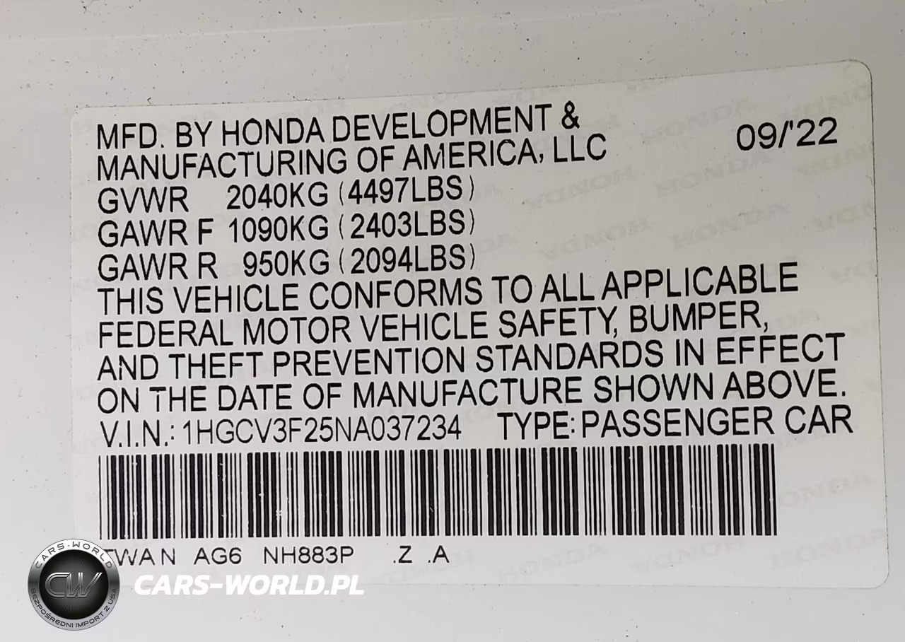 2022 Honda Accord Hybrid Sport VIN:1HGCV3F25NA037234 - 9