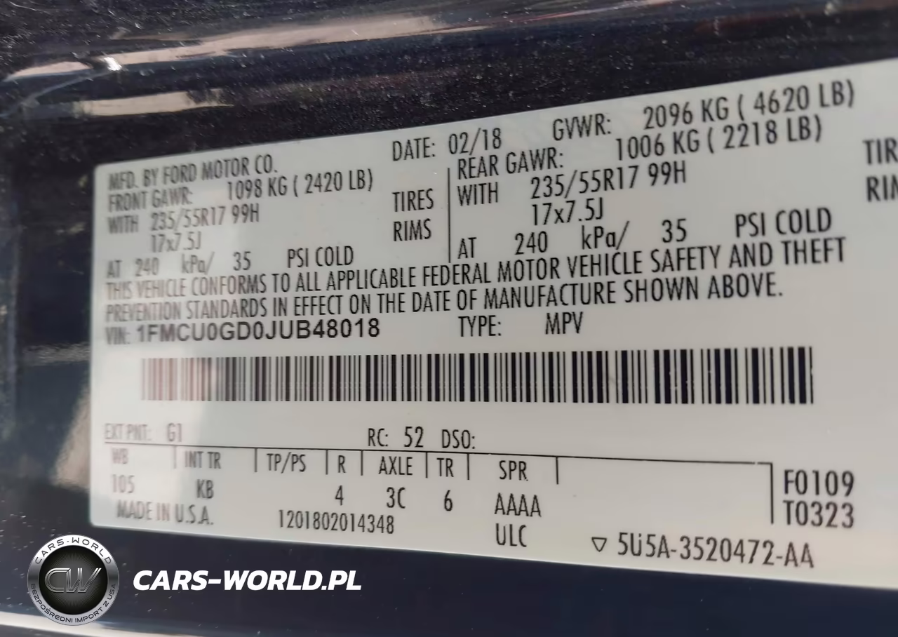 2018 Ford Escape Se VIN:1FMCU0GD0JUB48018 - 9