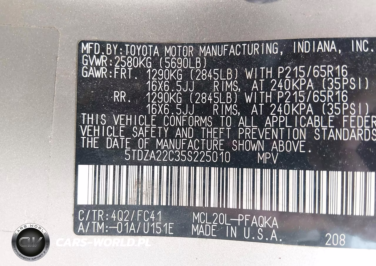 2005 Toyota Sienna Xle VIN:5TDZA22C35S225010 - 9