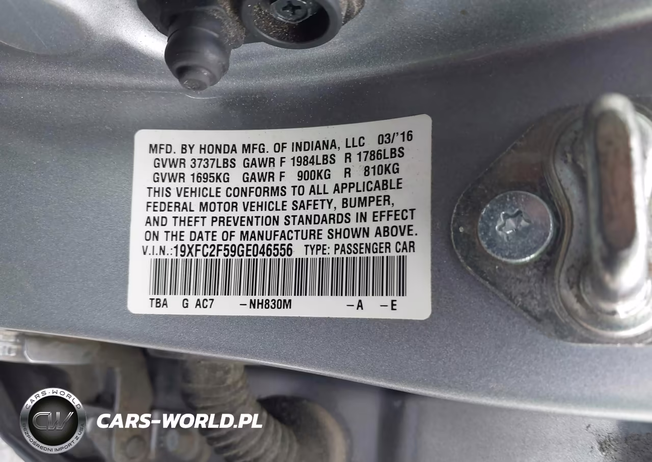 2016 Honda Civic Lx VIN:19XFC2F59GE046556 - 9