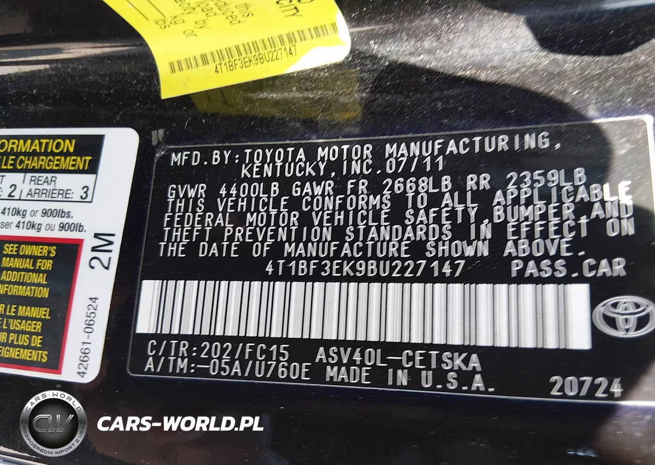 2011 Toyota Camry Se VIN:4T1BF3EK9BU227147 - 9