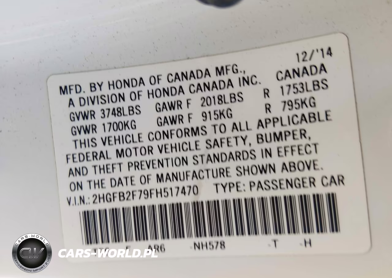 2015 Honda Civic Se VIN:2HGFB2F79FH517470 - 9
