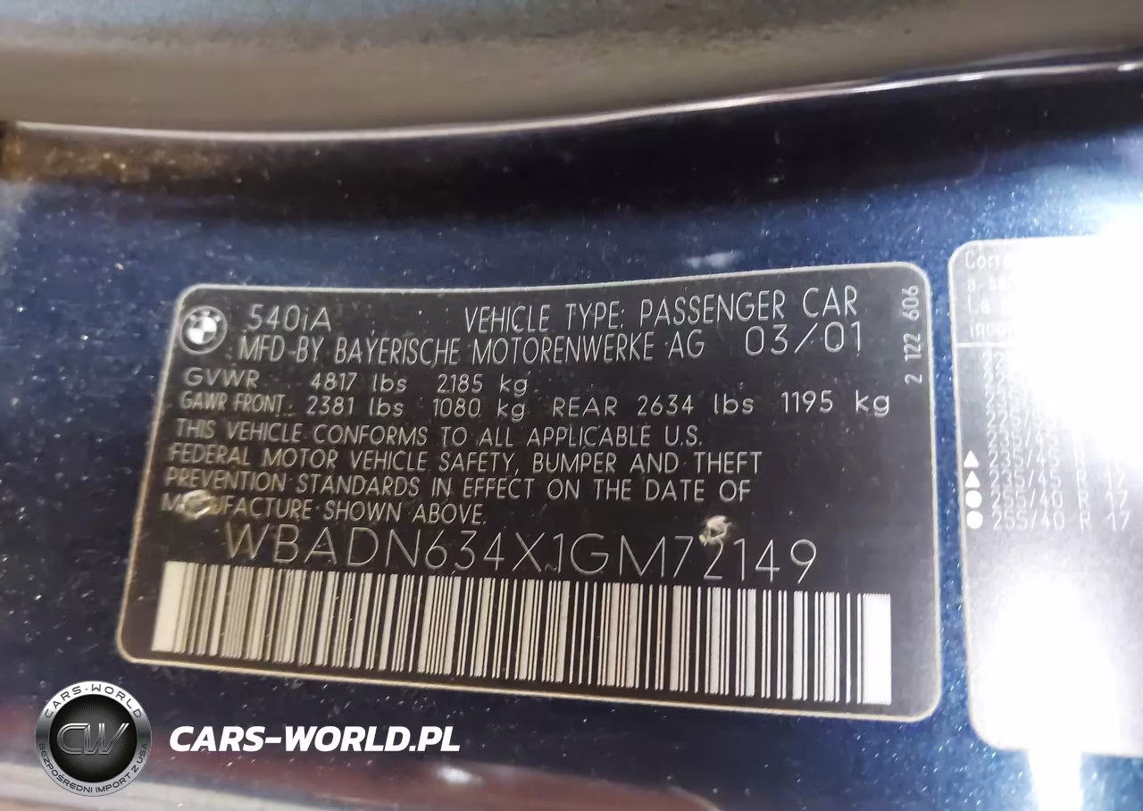 2001 BMW 540Ia VIN:WBADN634X1GM72149 - 9