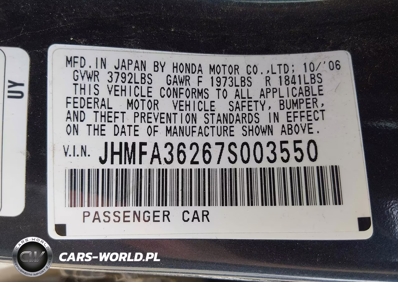 2007 Honda Civic Hybrid VIN:JHMFA36267S003550 - 9
