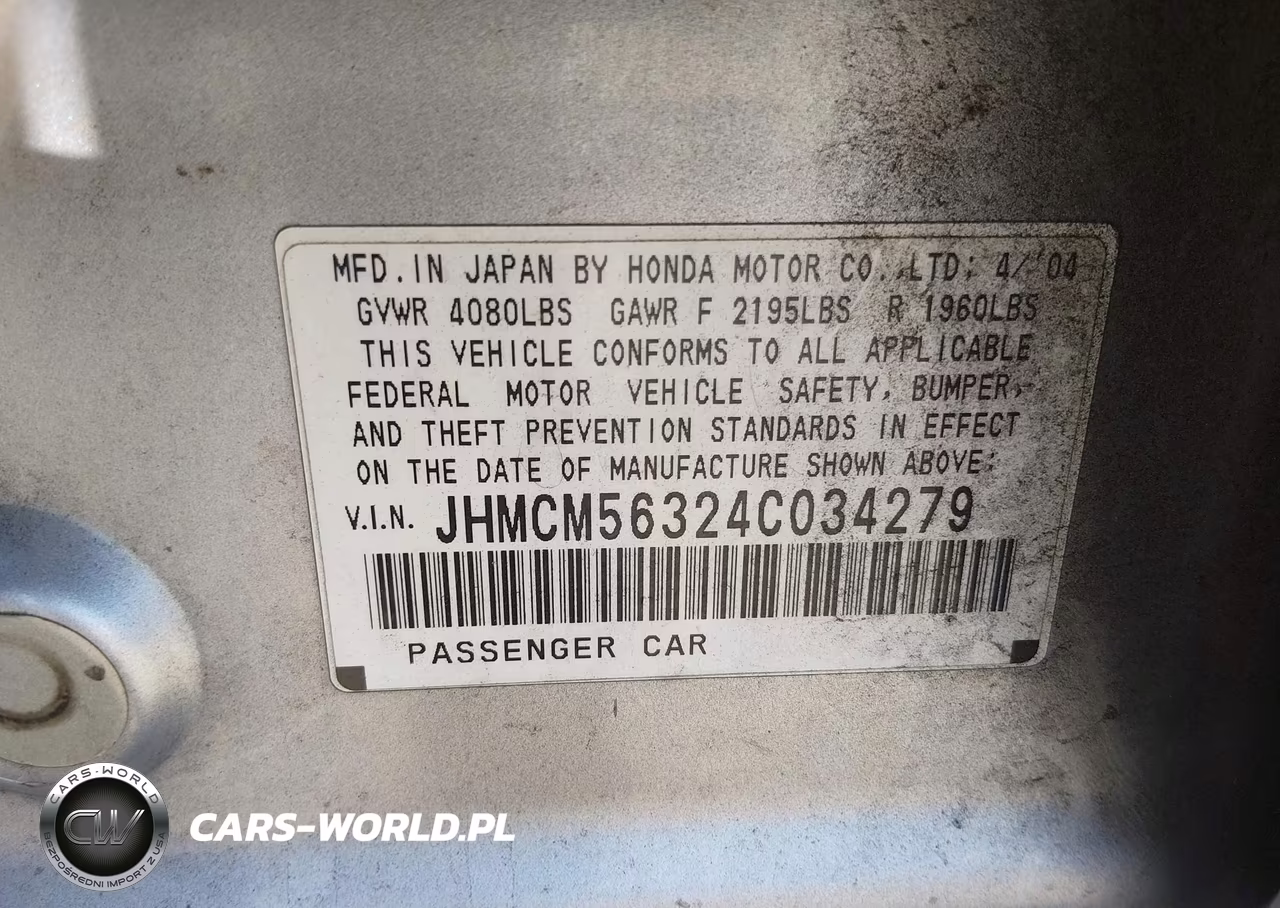 2004 Honda Accord 2.4 Lx VIN:JHMCM56324C034279 - 9