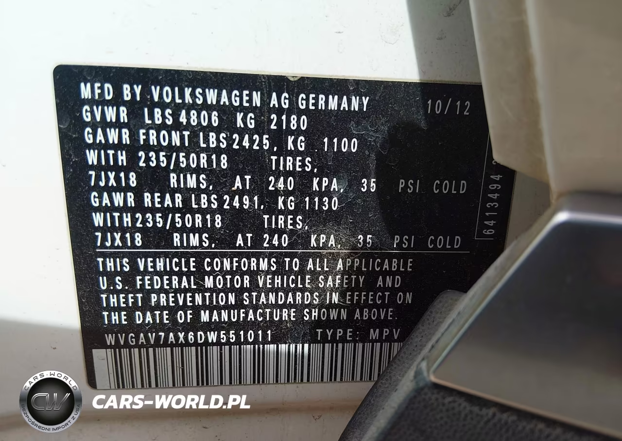 2013 Volkswagen Tiguan Se VIN:WVGAV7AX6DW551011 - 9