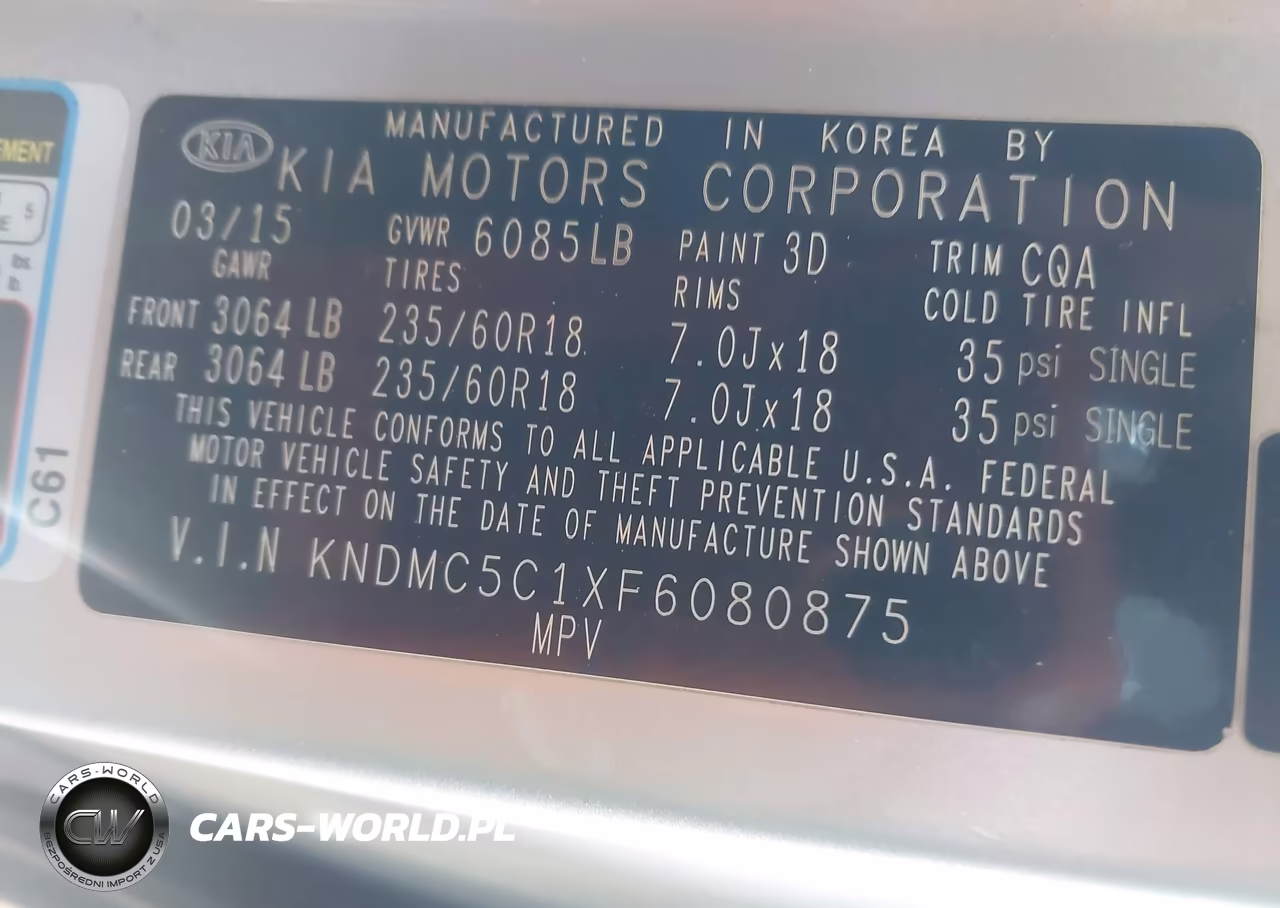 2015 Kia Sedona Sx VIN:KNDMC5C1XF6080875 - 9