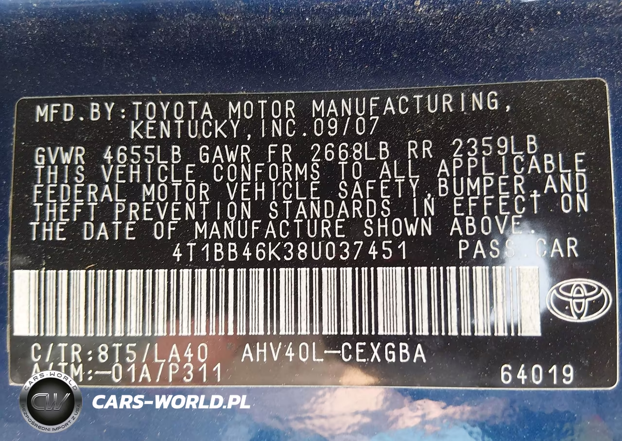 2008 Toyota Camry Hybrid VIN:4T1BB46K38U037451 - 9