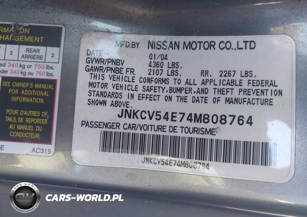 2004 Infiniti G35 VIN:JNKCV54E74M808764 - 9