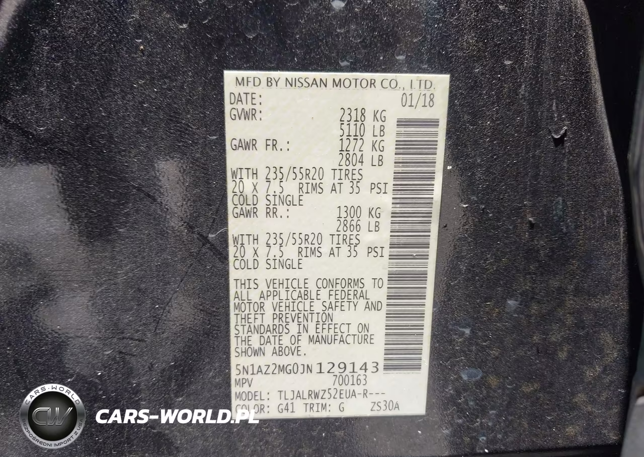 2018 Nissan Murano Sl VIN:5N1AZ2MG0JN129143 - 9