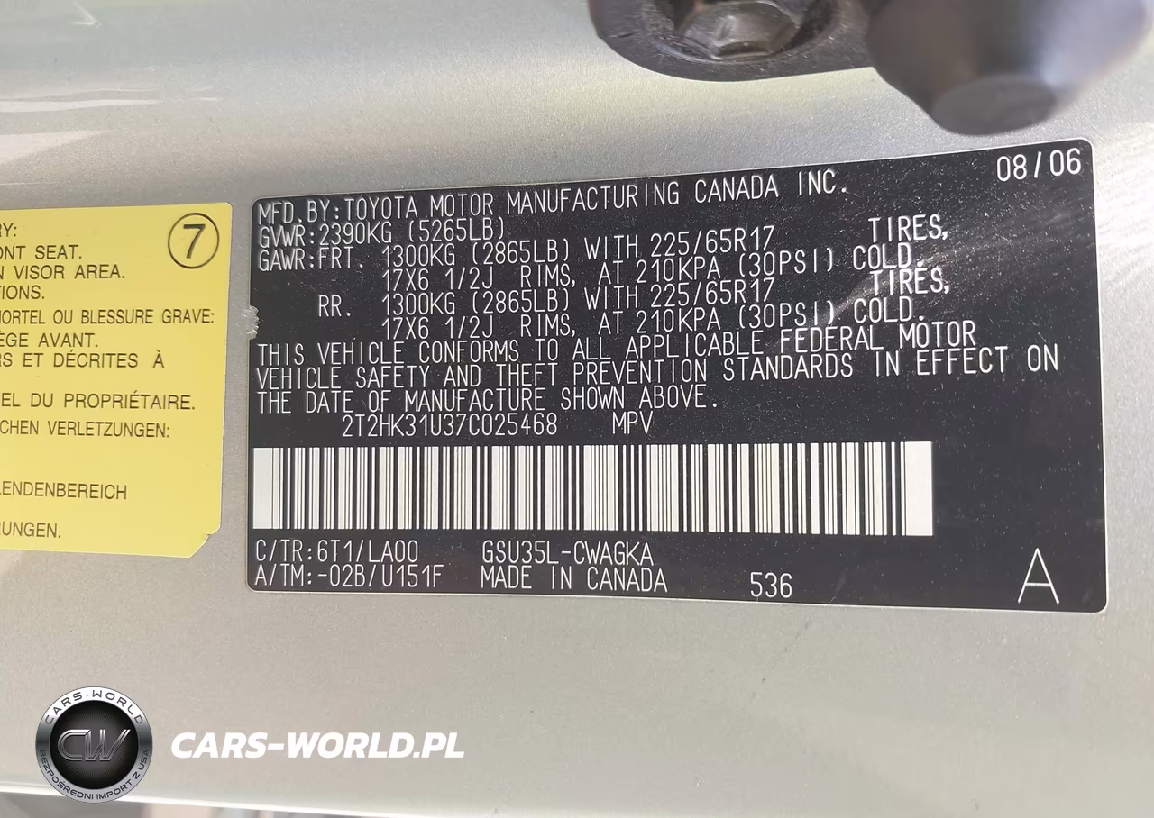 2007 Lexus Rx 350 VIN:2T2HK31U37C025468 - 9