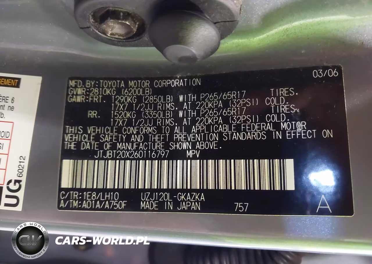 2006 Lexus Gx 470 VIN:JTJBT20X260116797 - 9