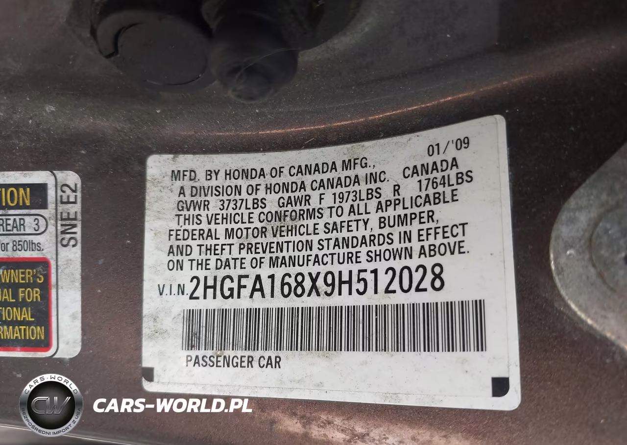2009 Honda Civic Ex VIN:2HGFA168X9H512028 - 9
