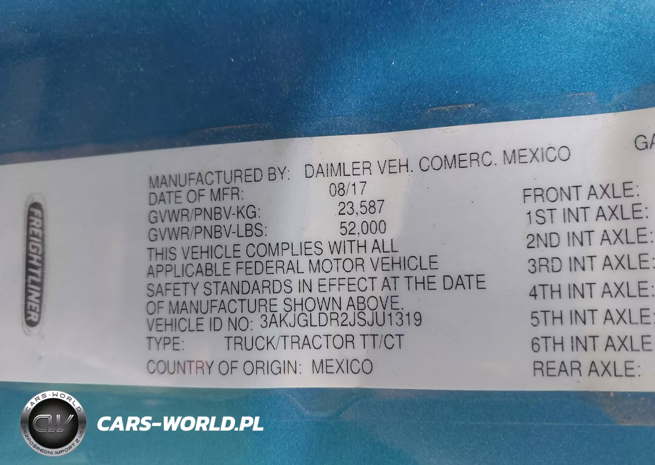 2018 Freightliner Cascadia 125 VIN:3AKJGLDR2JSJU1319 - 8