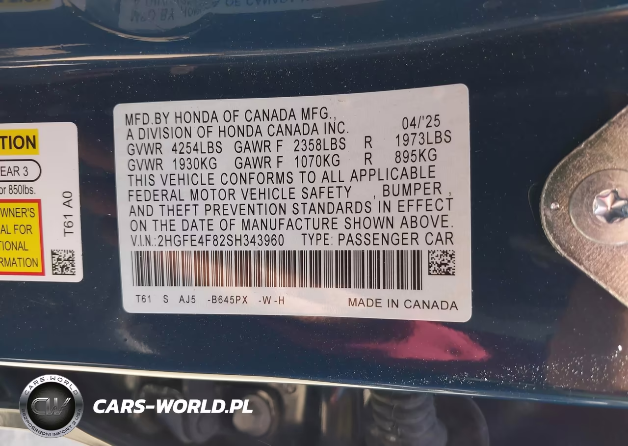 2025 Honda Civic Hybrid Sport-Sport Touring VIN:2HGFE4F82SH343960 - 9