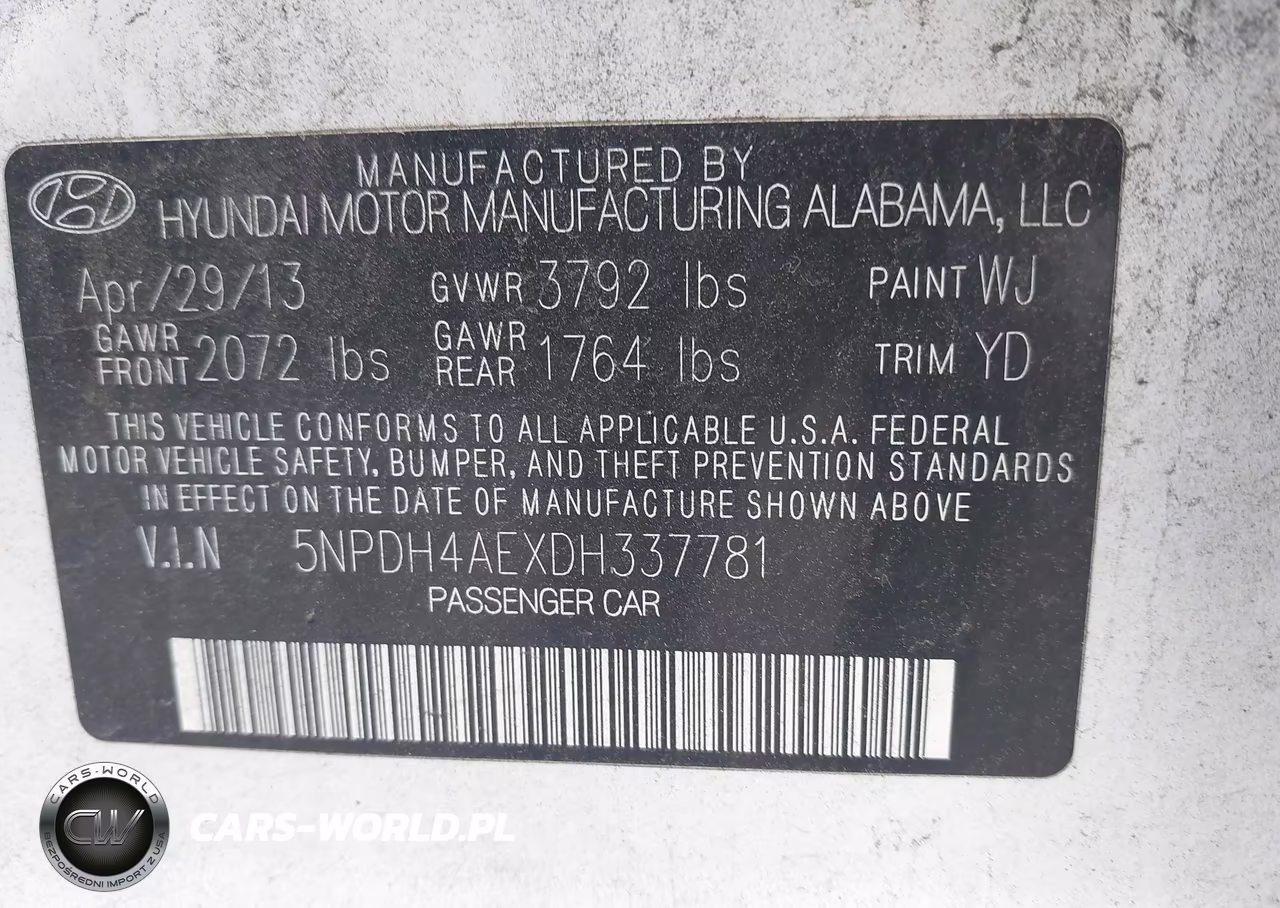 2013 Hyundai Elantra Gls VIN:5NPDH4AEXDH337781 - 9