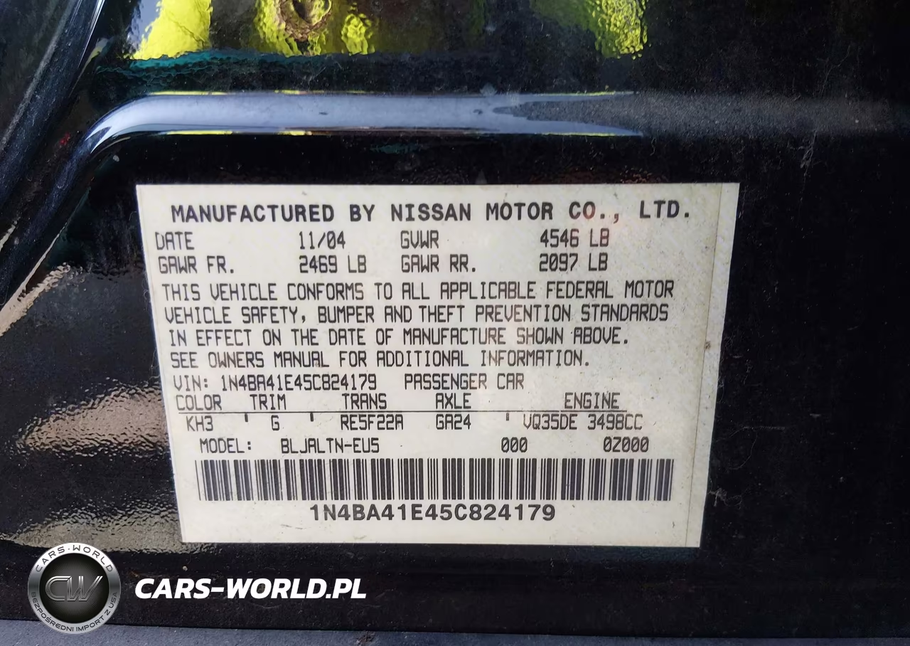 2005 Nissan Maxima 3.5 Se VIN:1N4BA41E45C824179 - 9