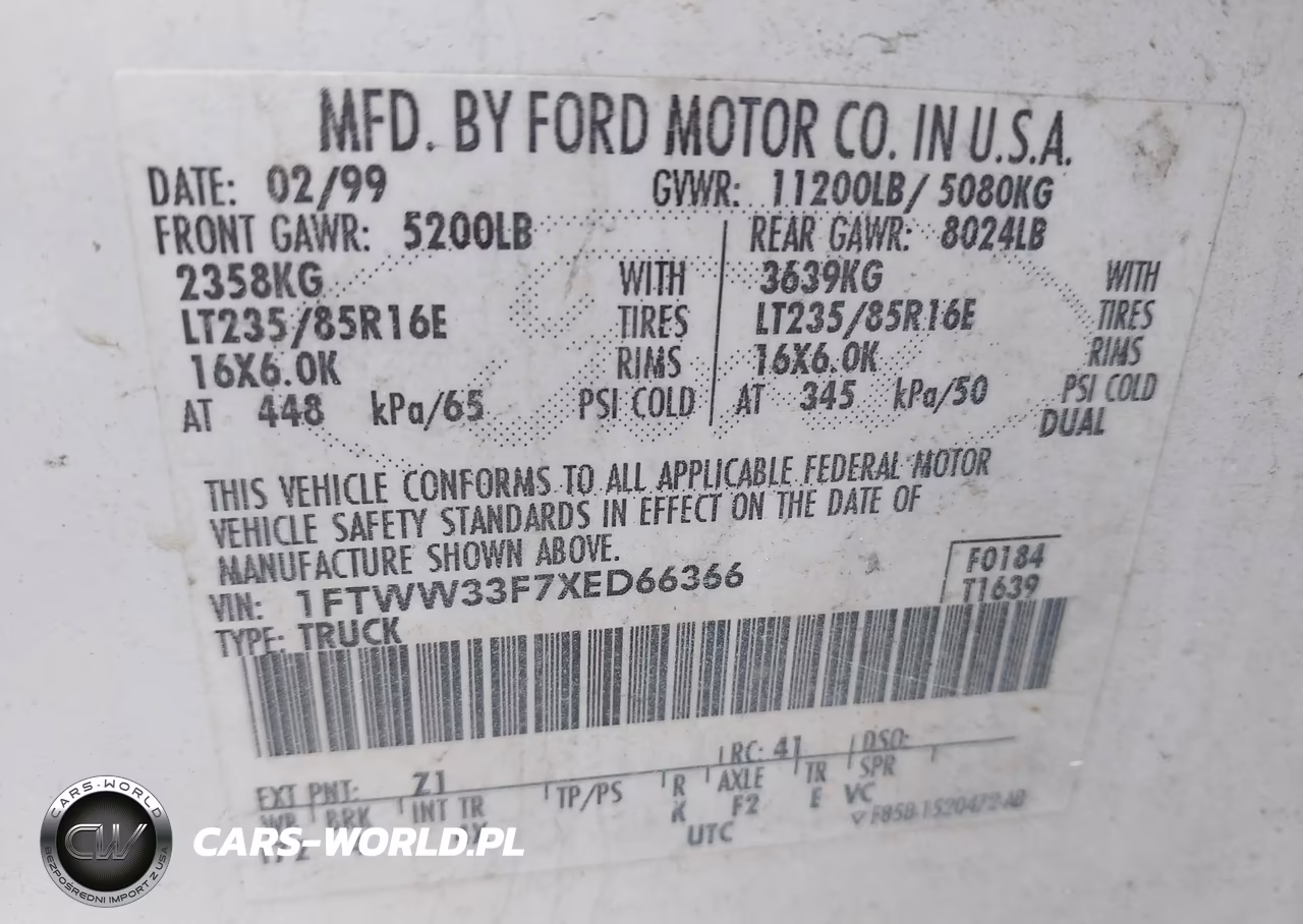 1999 Ford F-350 Lariat-Xl-Xlt VIN:1FTWW33F7XED66366 - 8