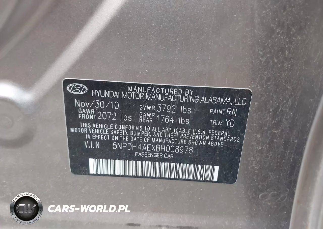 2011 Hyundai Elantra Gls VIN:5NPDH4AEXBH008978 - 9