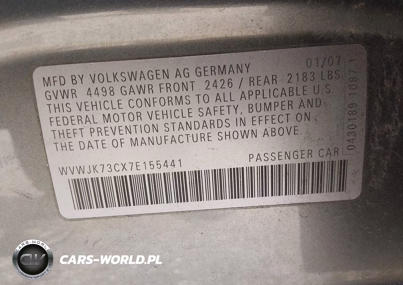 2007 Volkswagen Passat VIN:WVWJK73CX7E155441 - 9