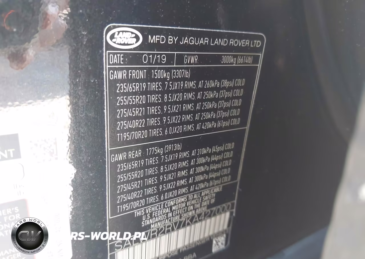 2019 Land Rover Range Rover Sport Hse VIN:SALWR2RV7KA427000 - 9