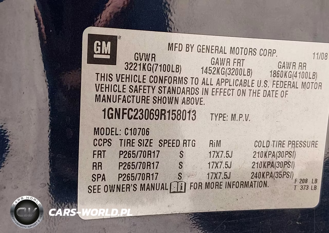 2009 Chevrolet Tahoe Lt2 VIN:1GNFC23069R158013 - 9