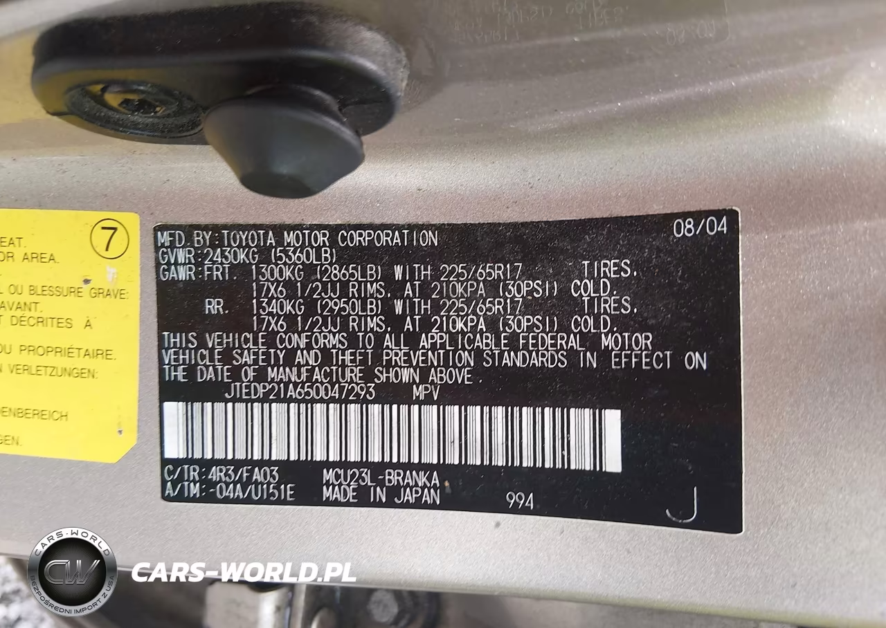 2005 Toyota Highlander Limited V6 VIN:JTEDP21A650047293 - 9