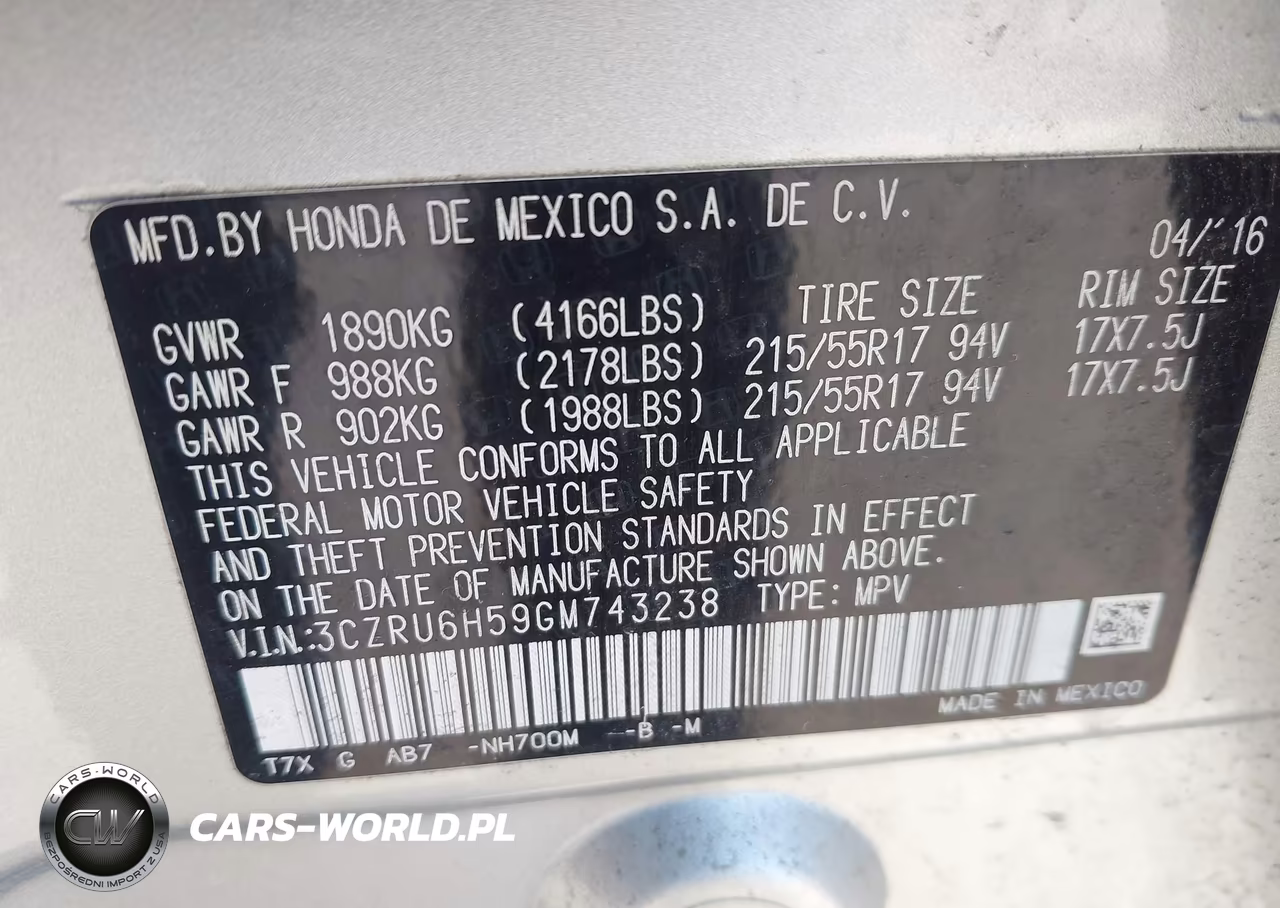 2016 Honda Hr-V Ex VIN:3CZRU6H59GM743238 - 9