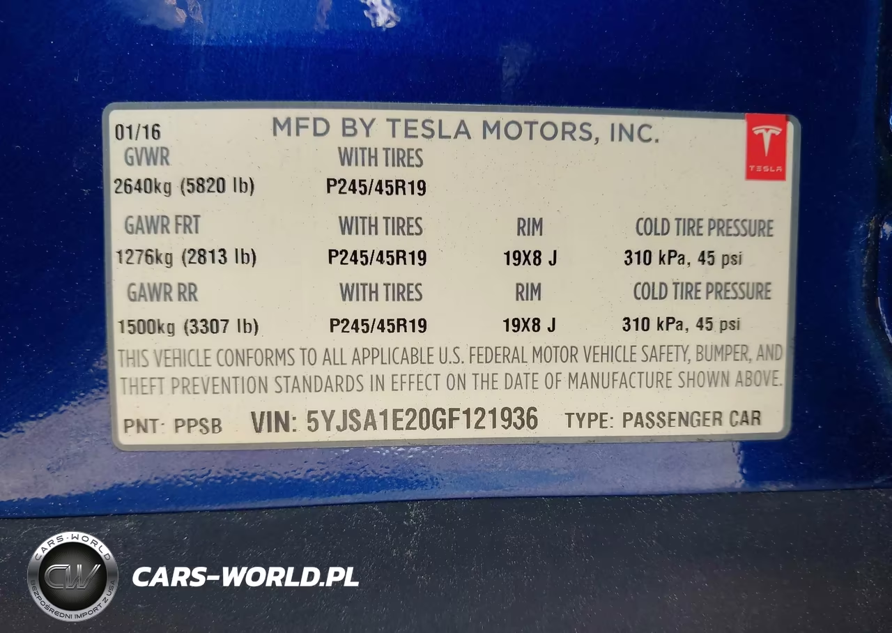 2016 Tesla Model S 60D-70D-75D-85D-90D VIN:5YJSA1E20GF121936 - 9