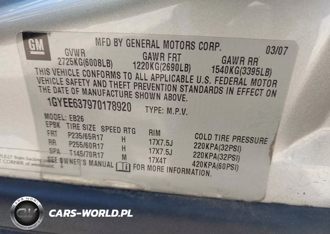 2007 Cadillac Srx V6 VIN:1GYEE637970178920 - 9