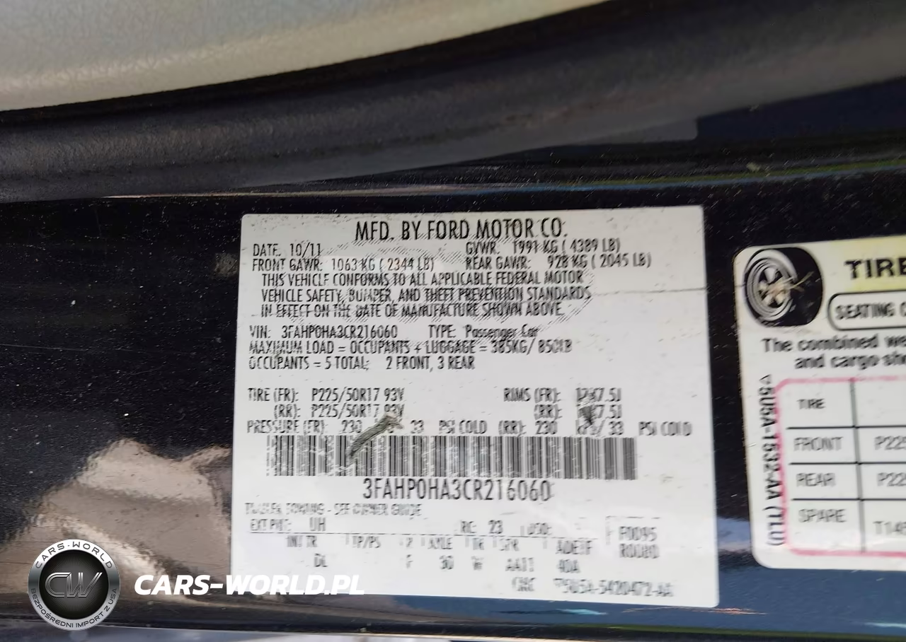 2012 Ford Fusion Se VIN:3FAHP0HA3CR216060 - 9