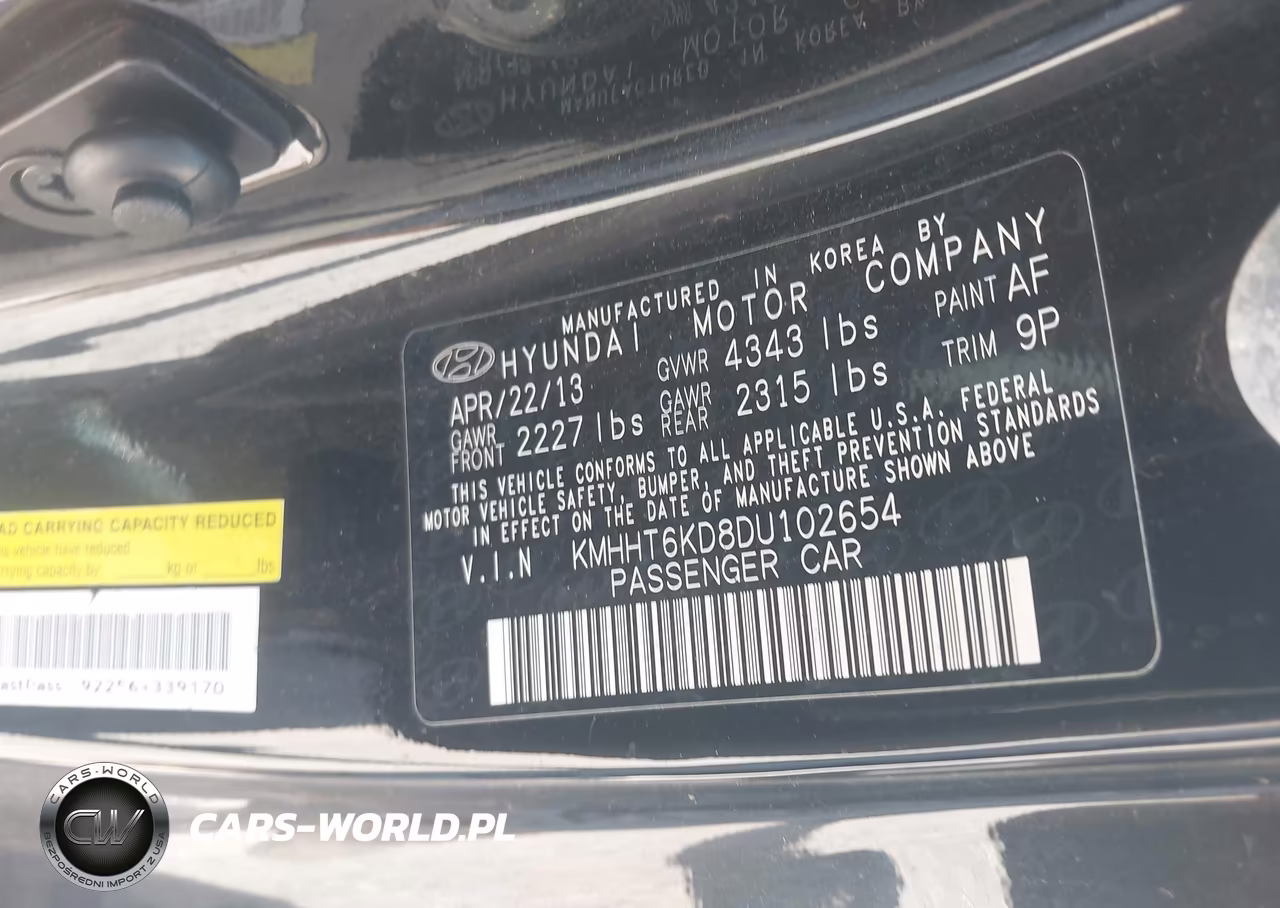 2013 Hyundai Genesis 2.0T Premium VIN:KMHHT6KD8DU102654 - 9