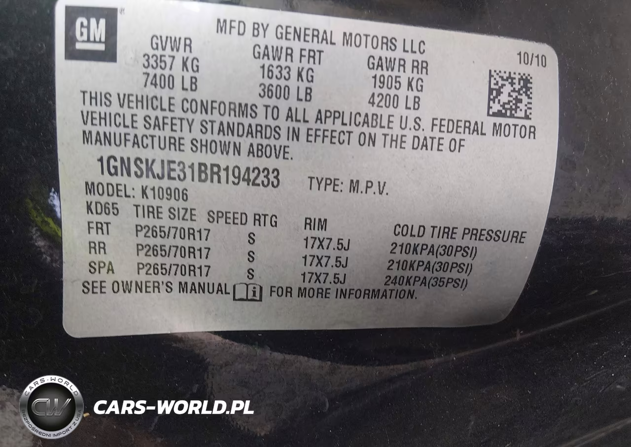 2011 Chevrolet Suburban 1500 Lt1 VIN:1GNSKJE31BR194233 - 9