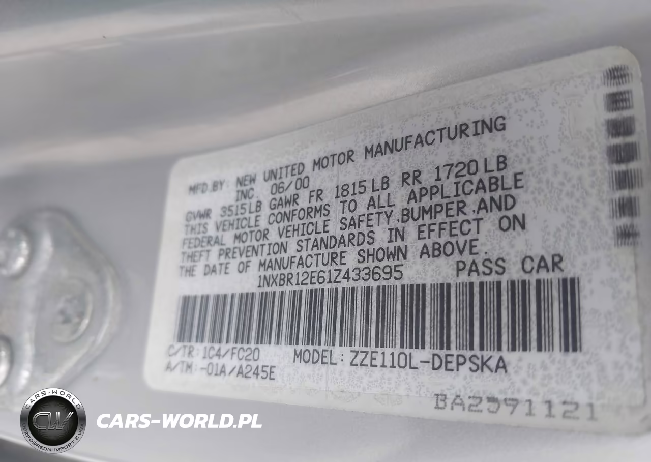 2001 Toyota Corolla S VIN:1NXBR12E61Z433695 - 9