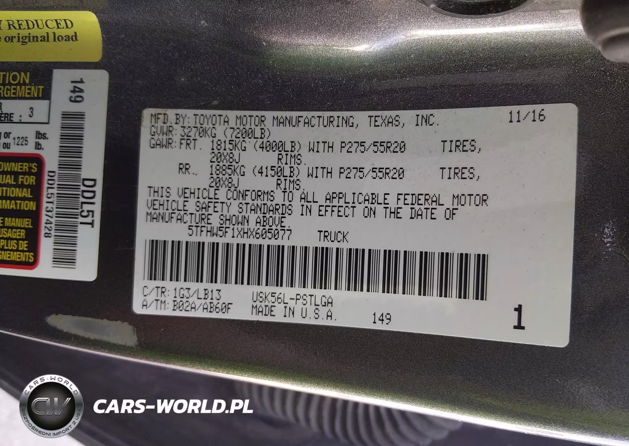 2017 Toyota Tundra Limited 5.7L V8 VIN:5TFHW5F1XHX605077 - 9
