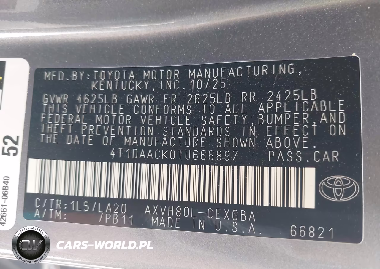 2026 Toyota Camry Xle VIN:4T1DAACK0TU666897 - 9