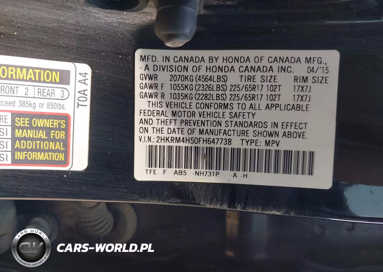 2015 Honda Cr-V Ex VIN:2HKRM4H50FH647738 - 9