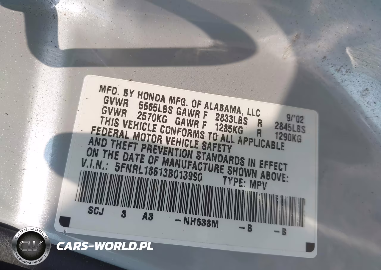 2003 Honda Odyssey Ex VIN:5FNRL18613B013990 - 9