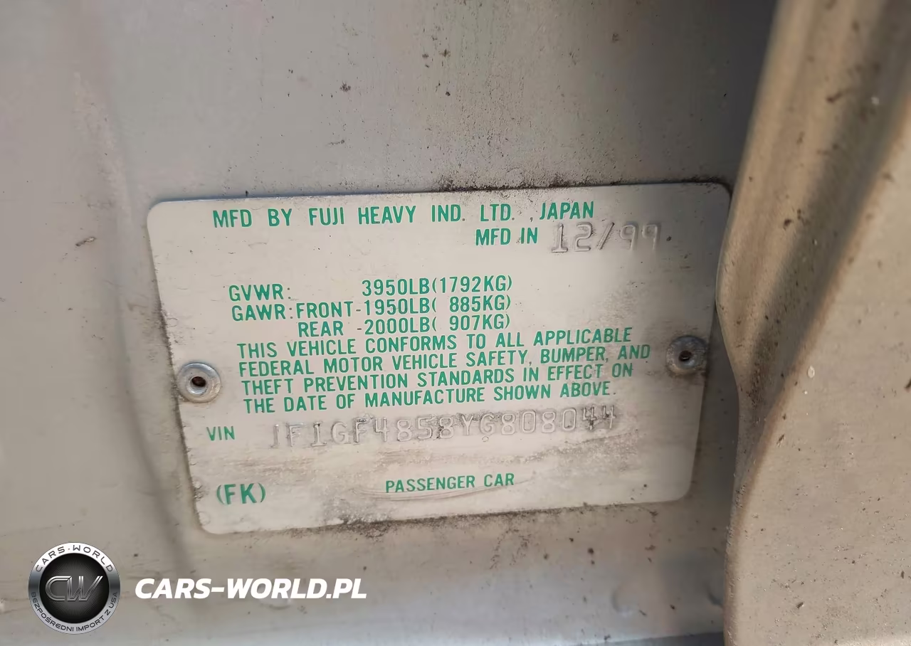 2000 Subaru Outback VIN:JF1GF4858YG808044 - 9