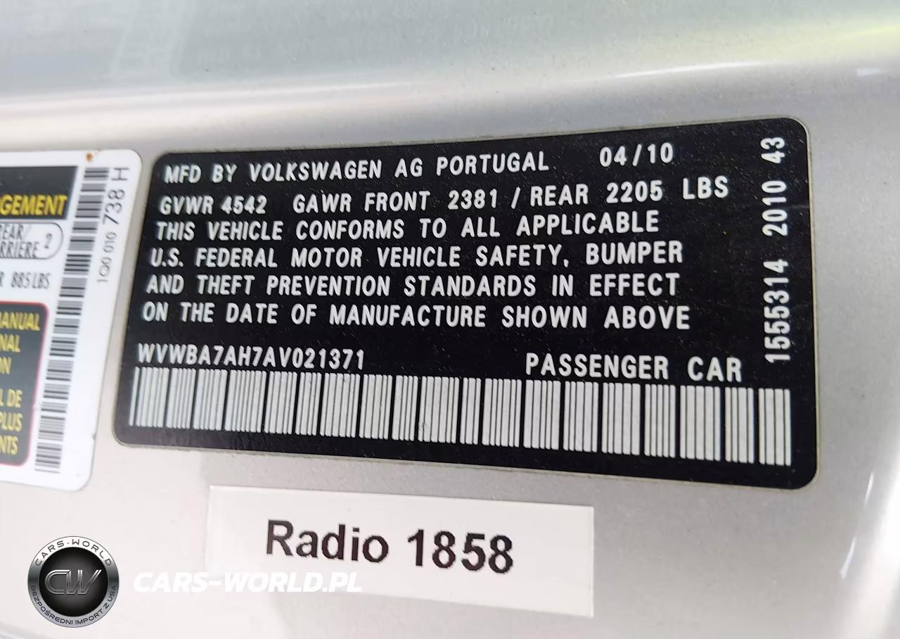 2010 Volkswagen Eos Komfort VIN:WVWBA7AH7AV021371 - 9