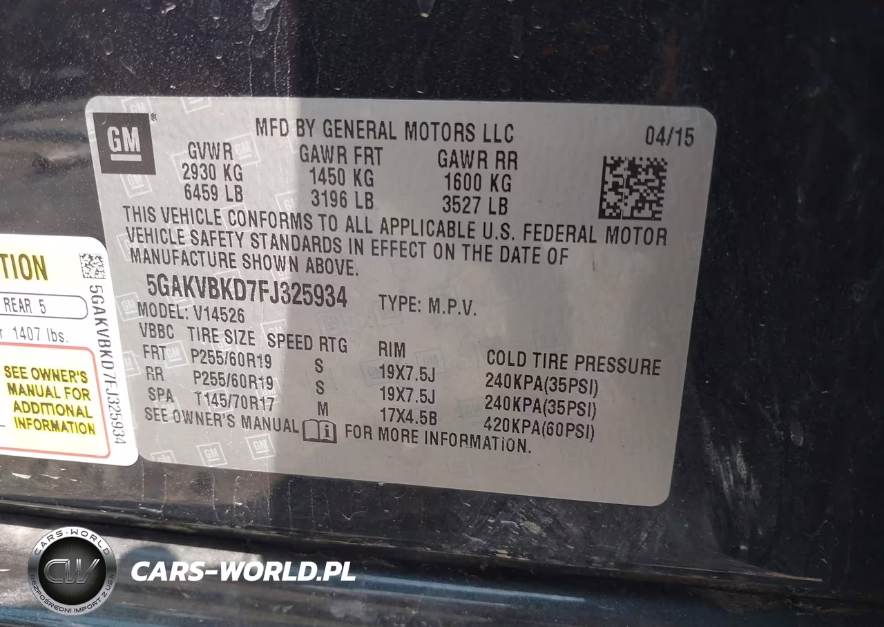 2015 Buick Enclave Leather VIN:5GAKVBKD7FJ325934 - 9