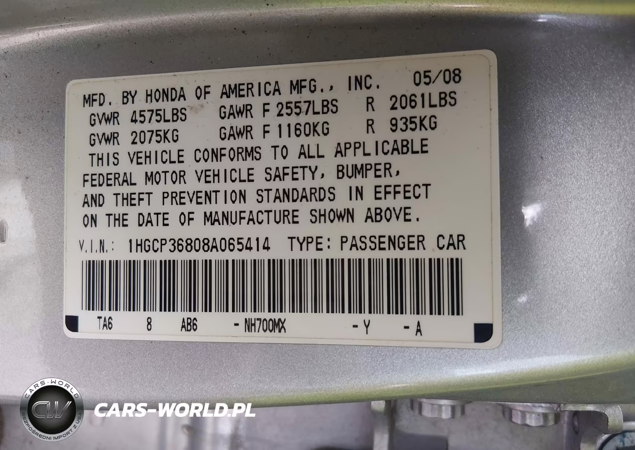 2008 Honda Accord 3.5 Ex-L VIN:1HGCP36808A065414 - 9