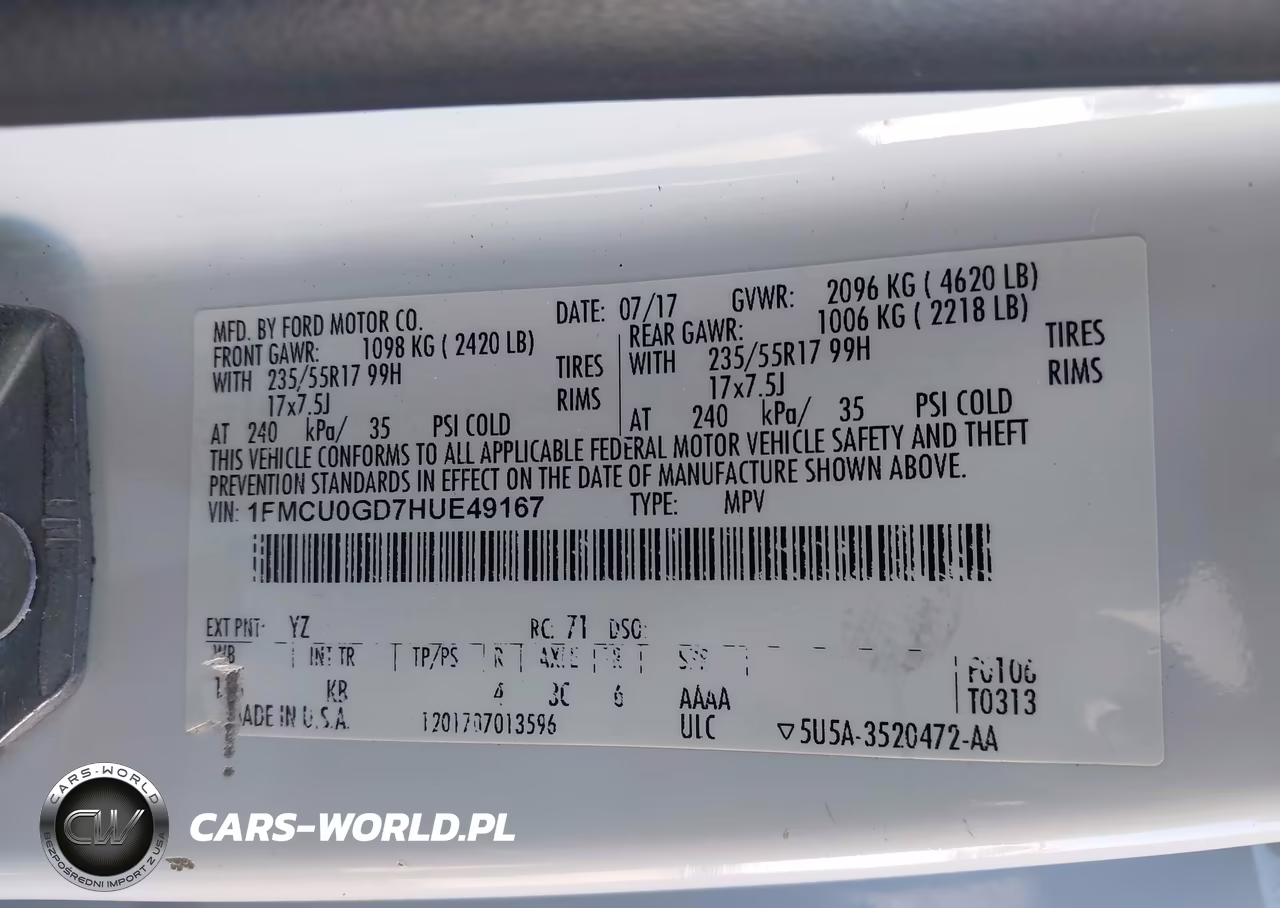 2017 Ford Escape Se VIN:1FMCU0GD7HUE49167 - 9