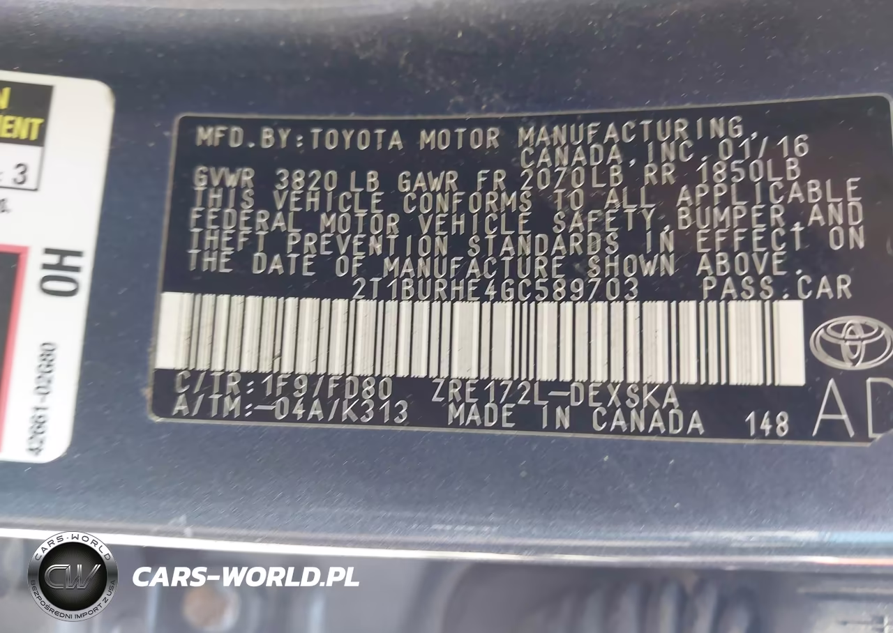 2016 Toyota Corolla S Plus VIN:2T1BURHE4GC589703 - 9