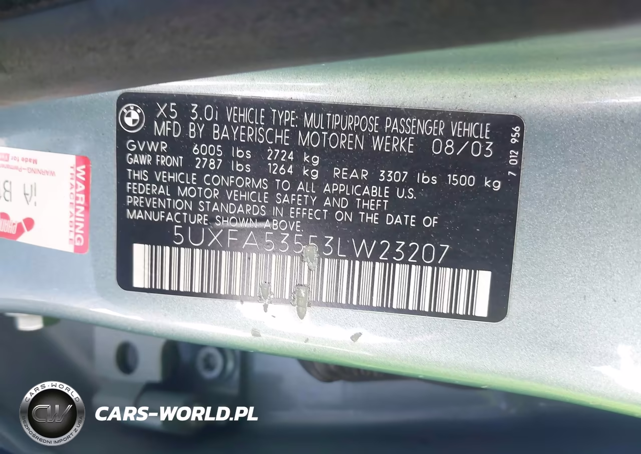 2003 BMW X5 3.0I VIN:5UXFA53553LW23207 - 9