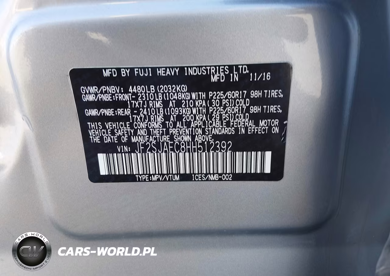 2017 Subaru Forester 2.5I Premium VIN:JF2SJAEC8HH512392 - 9