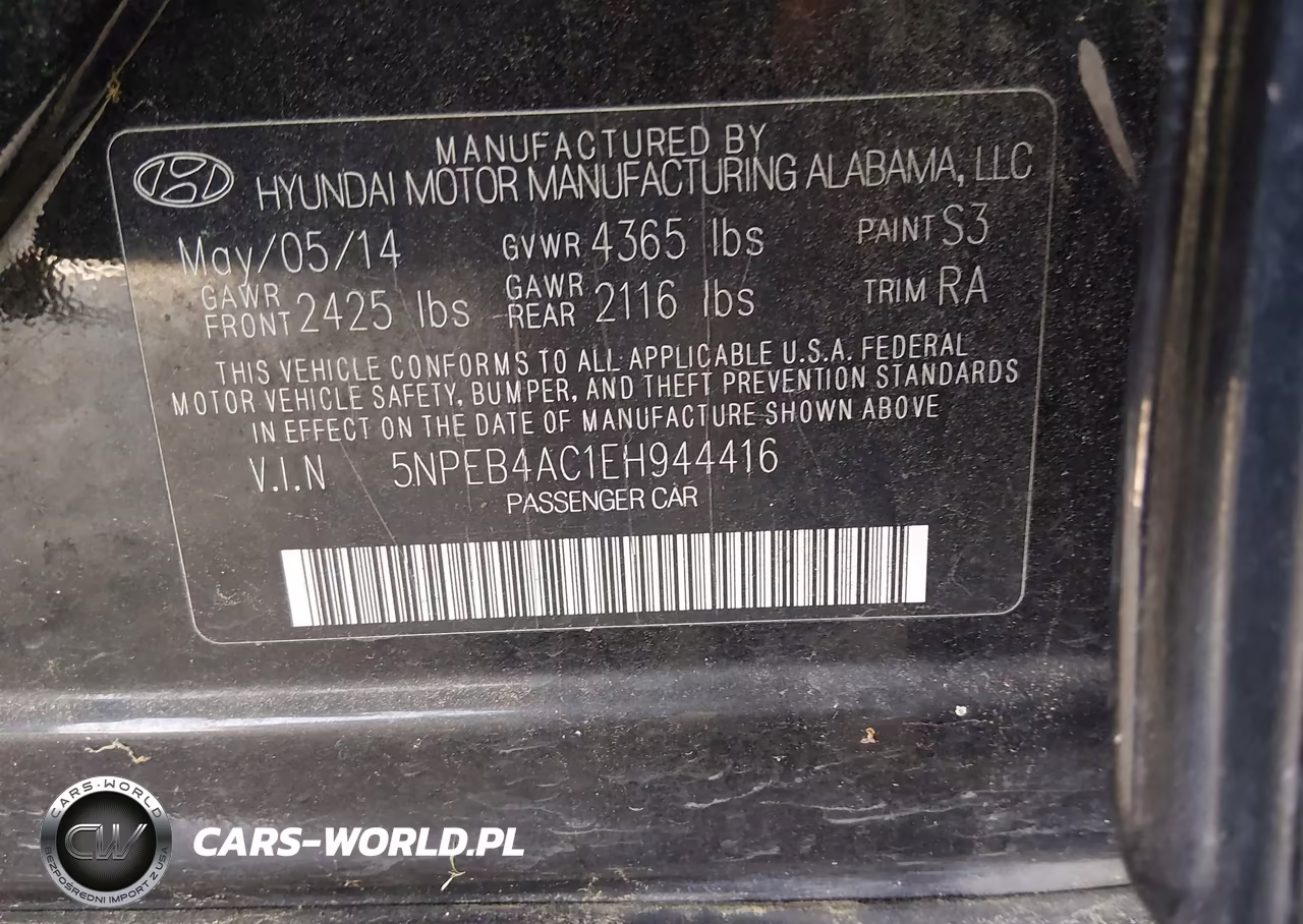 2014 Hyundai Sonata Gls VIN:5NPEB4AC1EH944416 - 9